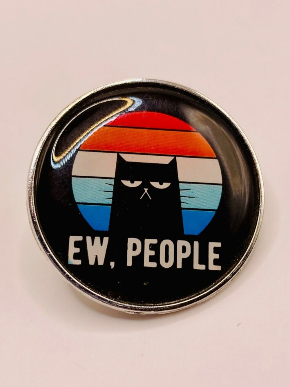 Ew People Cat Enamel Pin Retro Stripes - 91B